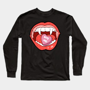 Bite Me Valentine Fangs Long Sleeve T-Shirt